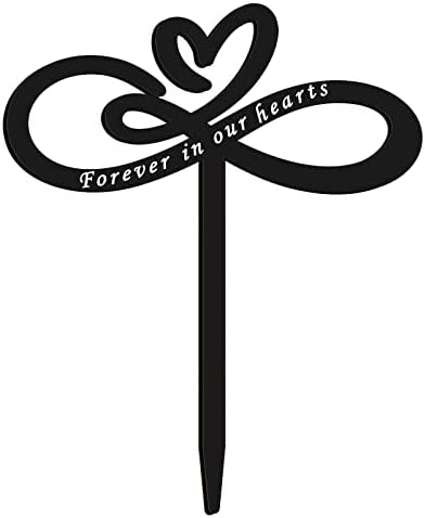 Fumete Miss You Memorial Stake Grave Decorations for Cemetery Metal Grave Plaque Stake Markers Sympathy Garden Stake Waterproof Grave Stake Cemetery Decorations for Yard(Heart, 9.65 x 11.81 Inch)