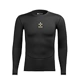 【FoseKift】 アンダーシャツ丸首長袖 （メンズ レディーズ） (L, ブラック)