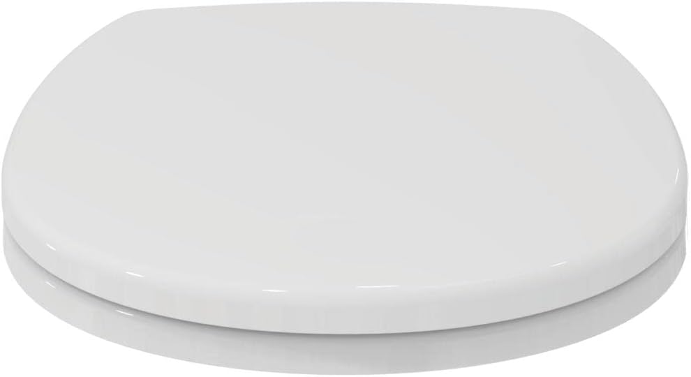 Ideal Standard Contour 21 Toilet Seat S 4077 with Hinged Lid, Stainless Steel, White, S407701