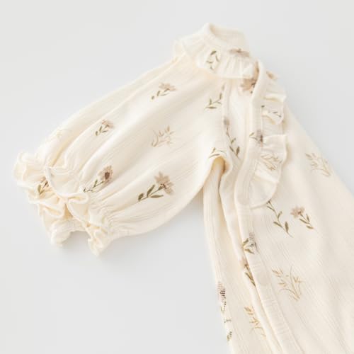 gurcooc Neugeborenes Baby Mädchen Strampler Rüschen Baumwolle Langarm Bodysuit Floral Jumpsuit Onesie Outfit Set, 0-18 Monate