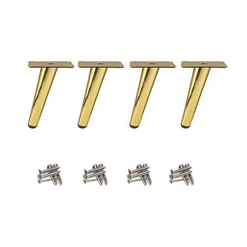 Drenky Patas de Hierro para Sofas, 4 Piezas 10cm Patas para Muebles Doradas de Cónica Inclinación Patas para Armario de Servicio Pesado con Bases Protectoras