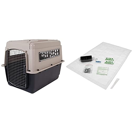 Petmate Ultra Vari Dog Kennel for Medium to Large Dogs (Durable, Heavy Duty Dog Travel Crate, Made with Recycled Materials, 36 in. Long) 50 to 70 lbs & 290300 Kennel Travel Kit for Pets