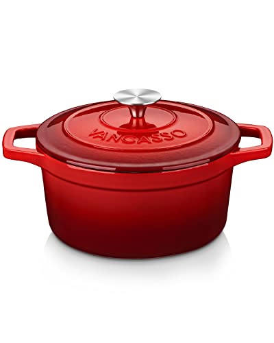 vancasso Enameled Cast Iron Dutch Oven, 3.5 QT Small Dutch Oven with Lid and Dual Handles, Round...