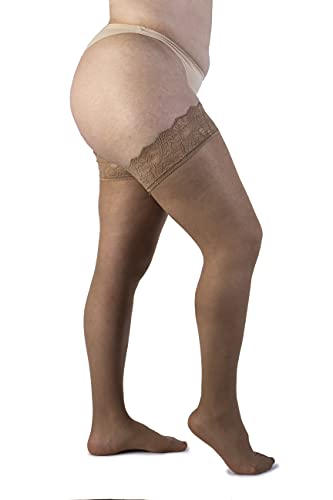 Bas Autofixant 30 Deniers LEELA LAB avec Dentelle Basse Noir