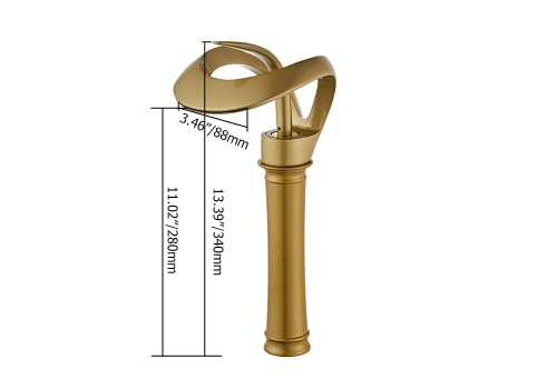 Lovedima Elegant Tall Waterfall Single Handle 1-Hole Bathroom Vessel Sink Faucet Solid Brass Lavatory Vanity Sink Faucet,Gold #TOP6
