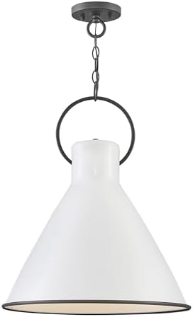 Hinkley Winnie One Light Large Pendant, Polished White/Distressed Black