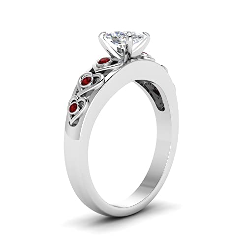 Image of 55Carat Choose Your Gemstone Heart Design Diamond CZ Accent Ring Sterling Silver Cushion Shape Side Stone Engagement Rings Matching Jewelry Wedding Jewelry Easy to Wear Gifts US Size 4 to 12