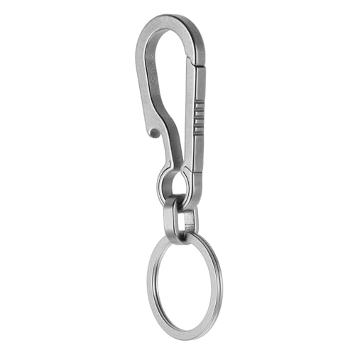 KESYOO チタン合製多機能カラビナキーリング 滑らかエッジで肌に優しい 栓抜き付きアウトドア用キーホルダー 軽量耐久性高く登山やハイキ