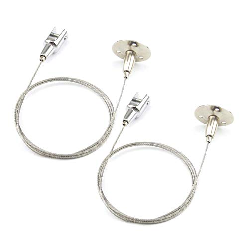 Chris-Wang 2Pack Ceiling Mount Gallery Large Picture/Billboard/Painting/Art Exhibition/Glass/Arcylic Board Display Kit Wire Disc Fittings Hanging System Hanger