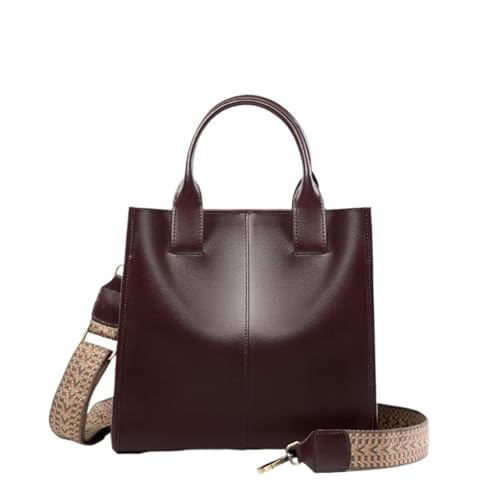 JFNKLFG Bolsos de cuero for mujer, bolso bandolera vintage gran capacidad, estilo minimalista para el trabajo y los viajes(Coffee)