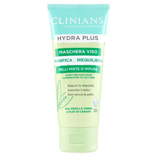 CLINIANS | Mascarilla Facial Purificante Hydra Plus, Dermatológicamente Testado, Made in Italy, 75 ml