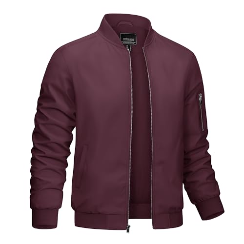 Crysully SKHTD-53-RED-XL Men'S Windproof Jacket Casual Bike Motorcycle Coat Outwear Bomber Jacket Coat Red cover