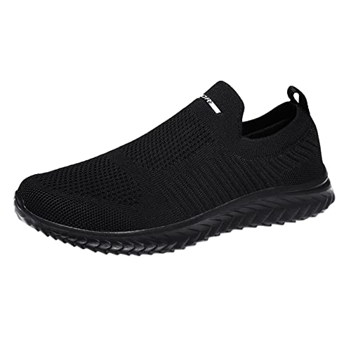 Woaikeyu hombres zapatillas moda verano hombres zapatillas malla mosca tejido ligero cómodo casual plano inferior, Le Noir, 42 EU