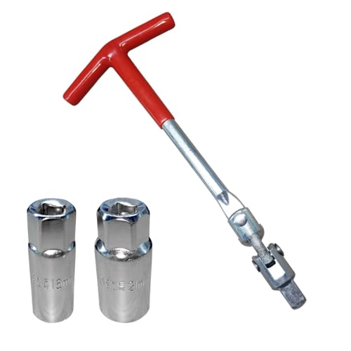 BDZMC Spark Plug Socket Wrench, T-handle Spark Plug Removal Tool, 16 mm 5/8 Inch and 21 mm 13/16 Inch Installer Tool Kit, Suitable for Lawn Mowers, Motorcycles, Small Motor Vehicles