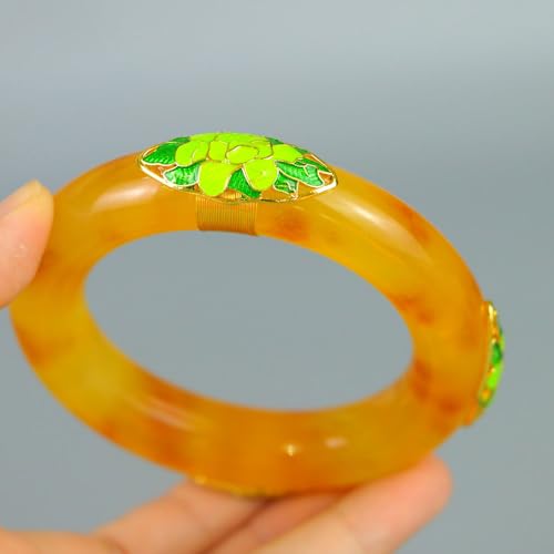 Bracelet en jade pour femmes YZCIS jonc chic avec or incrusté