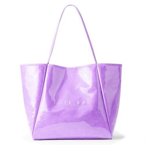 Image of KALIDI PVC Tote Women Weekender Bag Large Shopper Handbag Oversize Shoulder Travel Purse