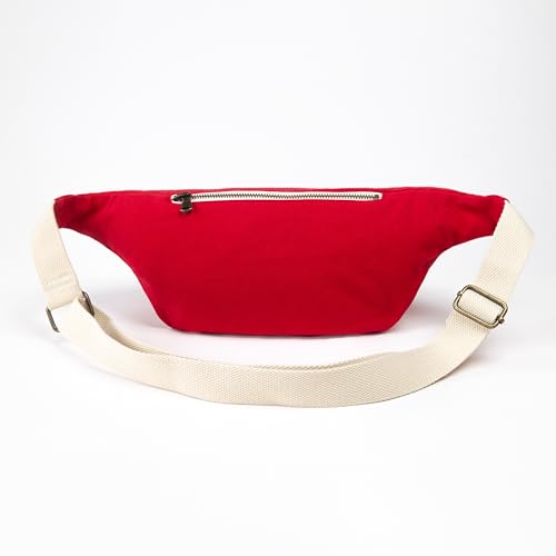 Image of The Peacock Crew Canvas Crossbody Sling Bag for Men & Women - Adjustable Strap, Dual Zippers Left /Right Handed, Secure Everyday Travel Fanny Pack Shoulder Pouch, Trekker Red, Medium, Crossbody Belt
