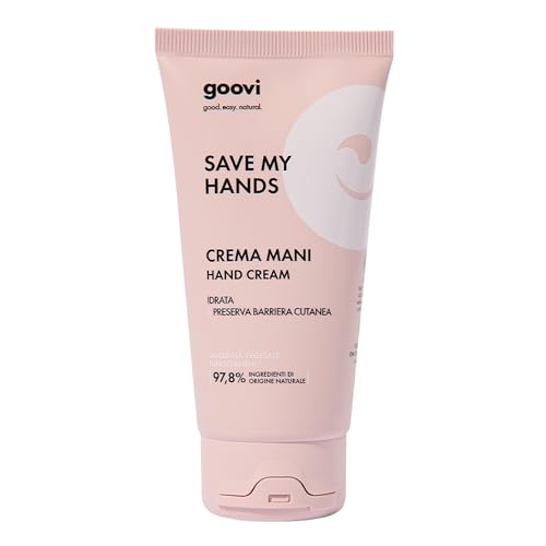 Goovi, Save My Hands, Crema Mani ad Idratazione Profonda, Riequilibra la Barriera Cutanea, Formula con Olio di Mandorle e Fungo Reishi Antiossidante, Ingredienti di Origine Naturale, Vegan, 75 ml