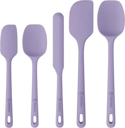 Image of ChefAide 5 Pieces Silicone Spatula Set, Food Grade Rubber Spatula, Upgrade Strong Handle with Ergonomic Grip, Heat Resistant Up to 600F for Nonstick Cookware, Cooking
