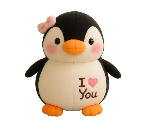 Image of SCOOBA Adorable Super Soft Love Penguin Soft Toy 25cm (Love Penguin Black with headbow)