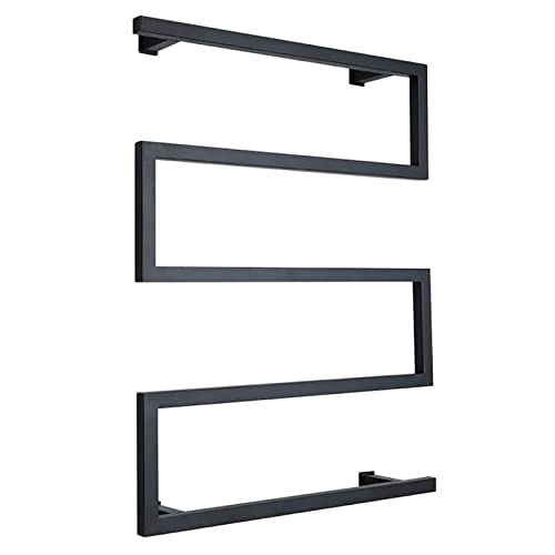 ZQFIDFYR Electric Towel Warmer for Bathroom Black 304 Stainless Steel Heated Towel Rack Wall Mounted 90W Heated Towel Rail Radiator with Waterproof LED Switch (Plug in)