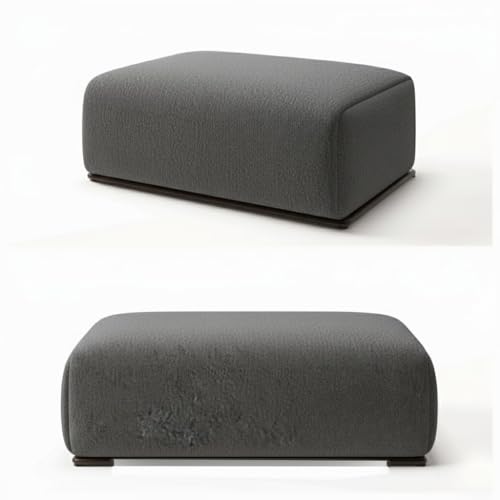 Image of Boucle Fabric Modern Design Sofa with Pillow or Strong Woden Legs Best for Living Room, Halways, Garden (3+1 Seater + Ottoman (Grey))