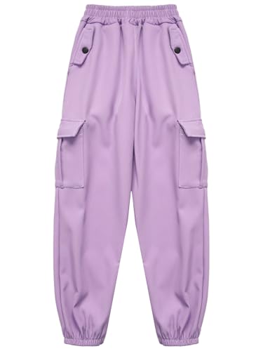 Kids Boys Girls Winter Warm Fleece Lined Sweatpants Cargo Jogger Pants Casual Soft Solid Trousers for Outdoors4