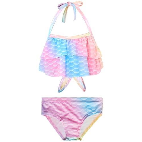 Image of GALLDEALS Girls 3 Piece Swimsuit Bathing Suits Bikini with Cover Up Skirt 3 to 12 Years