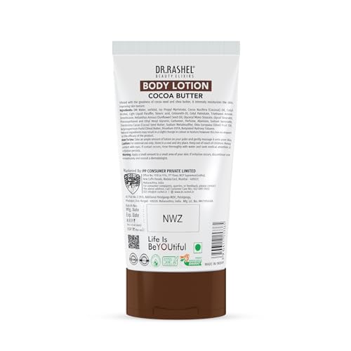 Image of Dr.Rashel Cocoa Butter Body Lotion | Deep Moisturizing & Nourishing Formula | With Cocoa Powder & Shea Butter | Improves Elasticity & Softens Skin | Lightweight & Unisex | 100ml