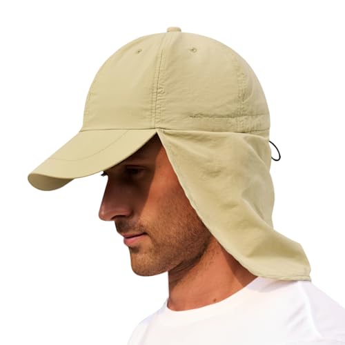 Image of American Trends Mens Sun Hat with Neck Flap, UV Protection Outdoor Flap Hat, Packable Soft Fishing Hiking Gardening Hat
