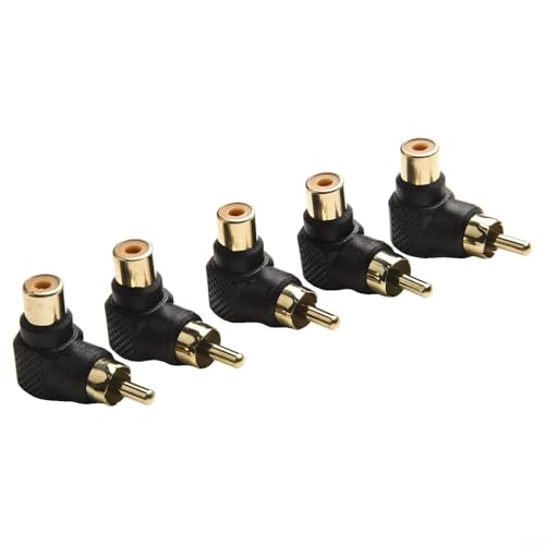 Honseadek L Type for RCA Connector 90 Degree Right Angle Adapter for RCA Male to Female Audio Coupler Ideal for HDTV DVD Player Game Console Setup