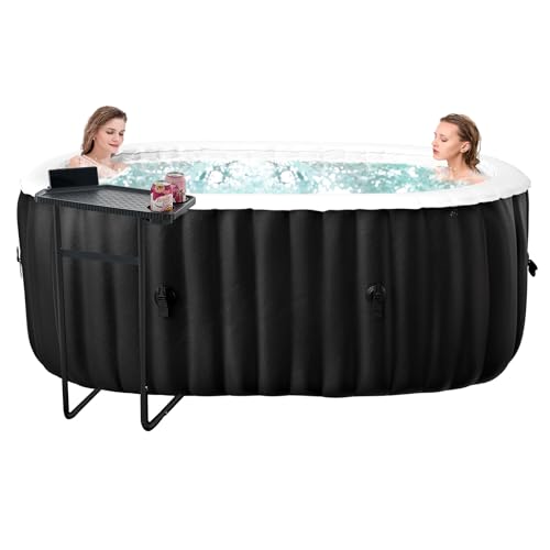 Obqer Hot Tub Gonfiabile per 2 persone, 2400 W In/Outdoor SPA, piscina invernale, con 100 ugelli d'aria, antigelo, 660 litri, a prova di perdite, a risparmio energetico, gonfiaggio auto, Bubble Spa