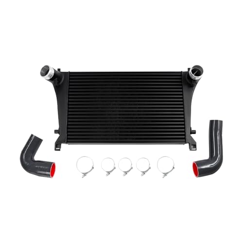 Tube & Fin Intercooler Kit for Audi A3 S3/VW Golf MK7 GTI R/1.8T 2.0TSI EA888 Gen 3 (2014+), Aluminum Black, 200-350HP Capacity, Direct Replacement w/Tubes & Accessories