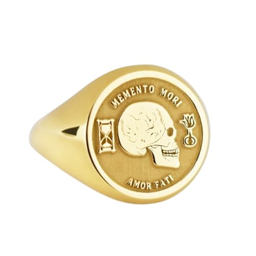 Bague Memento Mori argent et or, la chevalière ronde idéale pour vos soirées