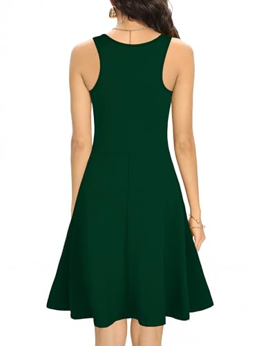 Image of Missufe Women's Sleeveless Racerback Flared Casual Plain Tank Dress