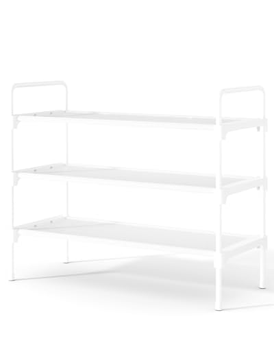 Kitsure Schuhregal für Schrank stabile Schuhablage für den Eingangsbereich platzsparendes kleines Schuhschrank Schmal und Schuhschrank 70.0 cm Wide - 3 Tier Weiß
