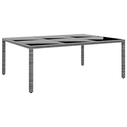 Mesa de jardín de resina tejida con parte superior templada, acero con recubrimiento en polvo, piel para exteriores, fácil de limpiar, mesa de comedor estable para jardín y balcón