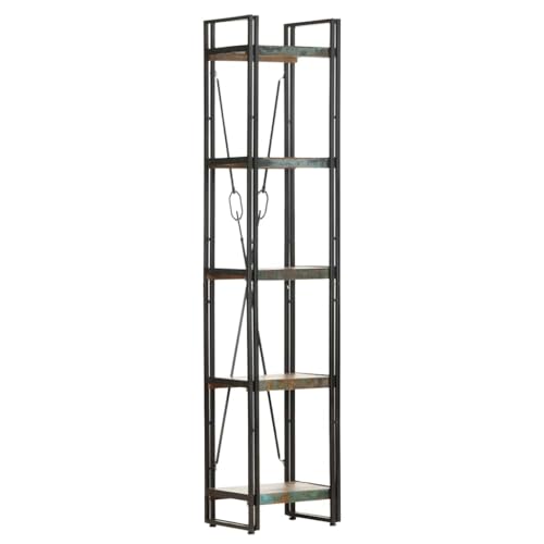 Estantería de 5 compartimentos de madera y metal para libros librería industrial 180 cm 8