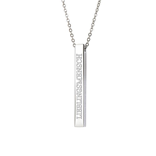 Preisvergleich Produktbild Gravado Halskette aus Edelstahl mit Stabanhänger und Lieblingsmensch Gravur, Personalisiert mit Namen, Inkl. Geschenkbox, Damen Schmuck