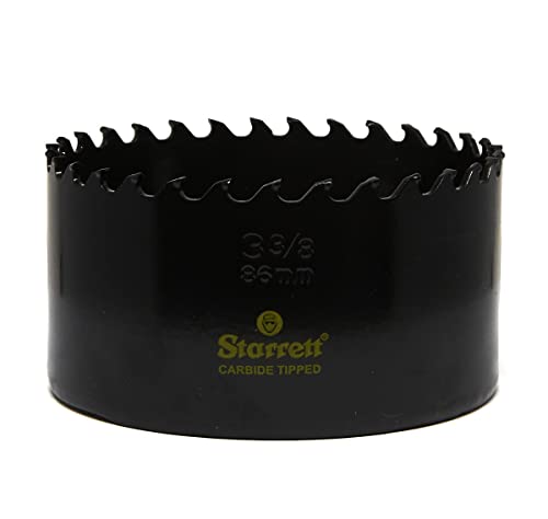 Starrett Tungsten Carbide Tipped Hole Saw - CT338 Deep Cut Holesaw Cutter - For Wood Suspended Flooring Reinforced Concrete & Fibreglass - 86MM