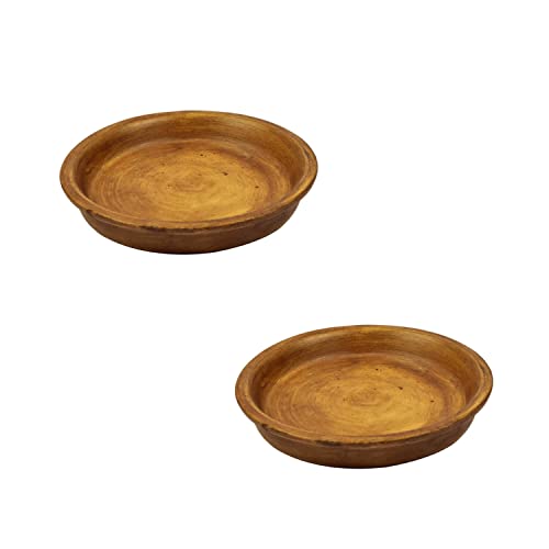 Image of Lasaki Round Ceramic Trays (Plates Saucers) for Pots, planters, Flower, Succulent(Set of 2,Antique,4 inch) R4(Plants not Included)