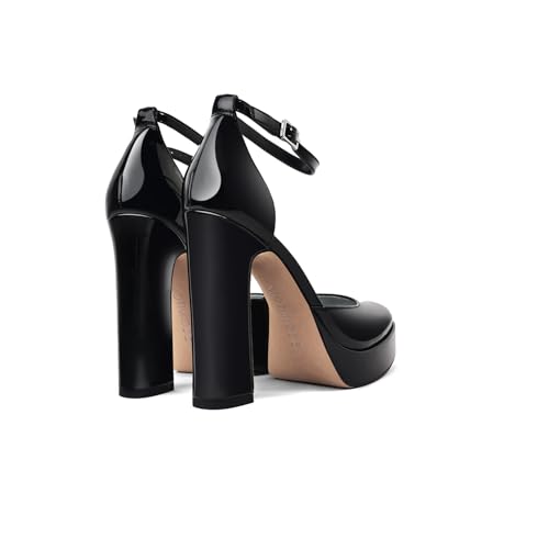 Image of Women's Platform Chunky Heel Pumps - Closed Toe Ankle Strap Block Heeled Dress Shoes for Wedding Party & Daily Comfort