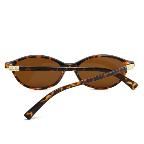 OZPYKAE Retro Oval Sunglasses for Women Men,90s Vintage Lightweight Small Narrow Glasses,Trendy UV Protection Shades3