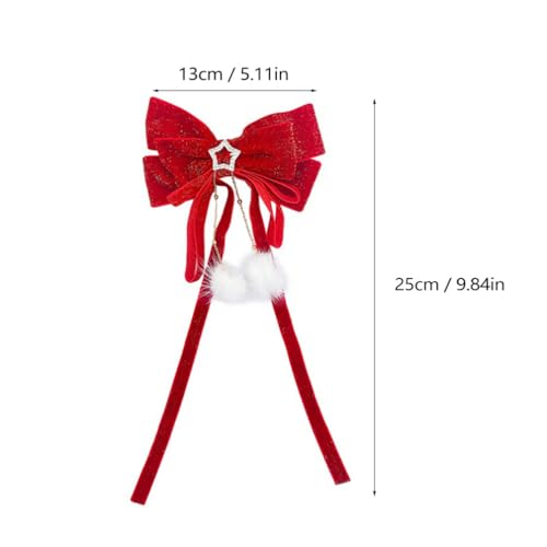 minkissy Christmas Red Hair Bow Red Ribbon for Hair Big Bow Hair Clip Bowknot Barrette Hair Accessories for Women Girls Christmas Hair Clips () - Image 2