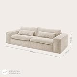 Big Sofa 300 cm breit, Modell Vince, Tiefe Sitzfläche, pflegeleichter Stoffbezug, Nosagfederung, Rücken echt bezogen, mittlere Sitzhärte, inkl. 2 Rückenkissen, 2 Nierenkissen, Beige