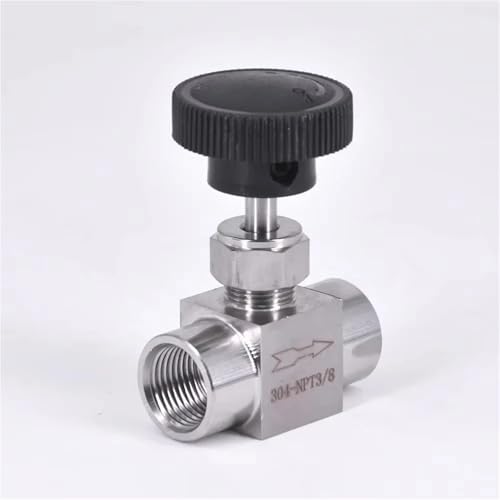 Válvula de aguja de codo 1/8 acero inoxidable reguladora de caudal BSP 6