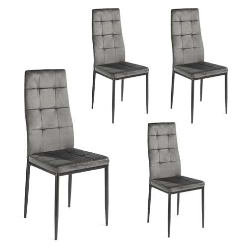 DUPI Pack 4 Sillas Comedor Denia, Silla Tela, Silla Patas de Metal (4 Unidades Gris)