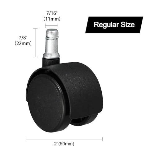 Image of Trade Genie 2-Inch Pin-Type Office Chair Casters - Set of 5 Replacement Wheels - Smooth Rolling, Floor-Safe Design - Fits Standard Computer & Gaming Chairs - Protects Hardwood Floors & Carpets - Black