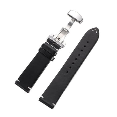 KAXSFE Correa de reloj piel becerro retro con cierre mariposa y cera aceite, liberación rápida, compatible Rolex 1(Black,22mm) KAXSFE Correa de reloj piel becerro retro con cierre mariposa y cera aceite, liberación rápida, compatible Rolex 1(Black,22mm)