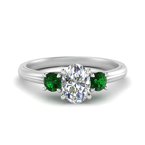 Image of Choose Your Gemstone Classic Three Stone Ring 925 Sterling Silver Oval Shape 3 Stone Engagement Rings Everyday Jewelry Wedding Jewelry Handmade Gifts for Wife US Size 4 to 12